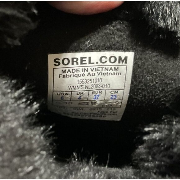 Sorel Black Suede & Faux Fur Snow Boots Size 6 Womens - Picture 6 of 7